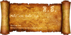 Mács Béla névjegykártya
